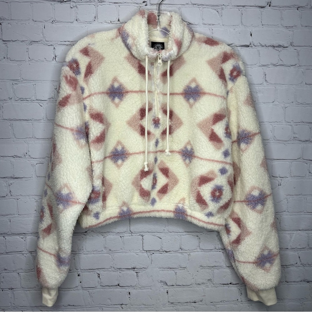 PacSun Cropped aztec fleece quarter zip pullover